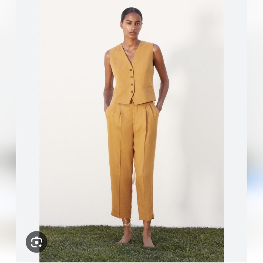 Zara Mustard Yellow Vest and Pants Set